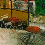 A painting of a cozy café